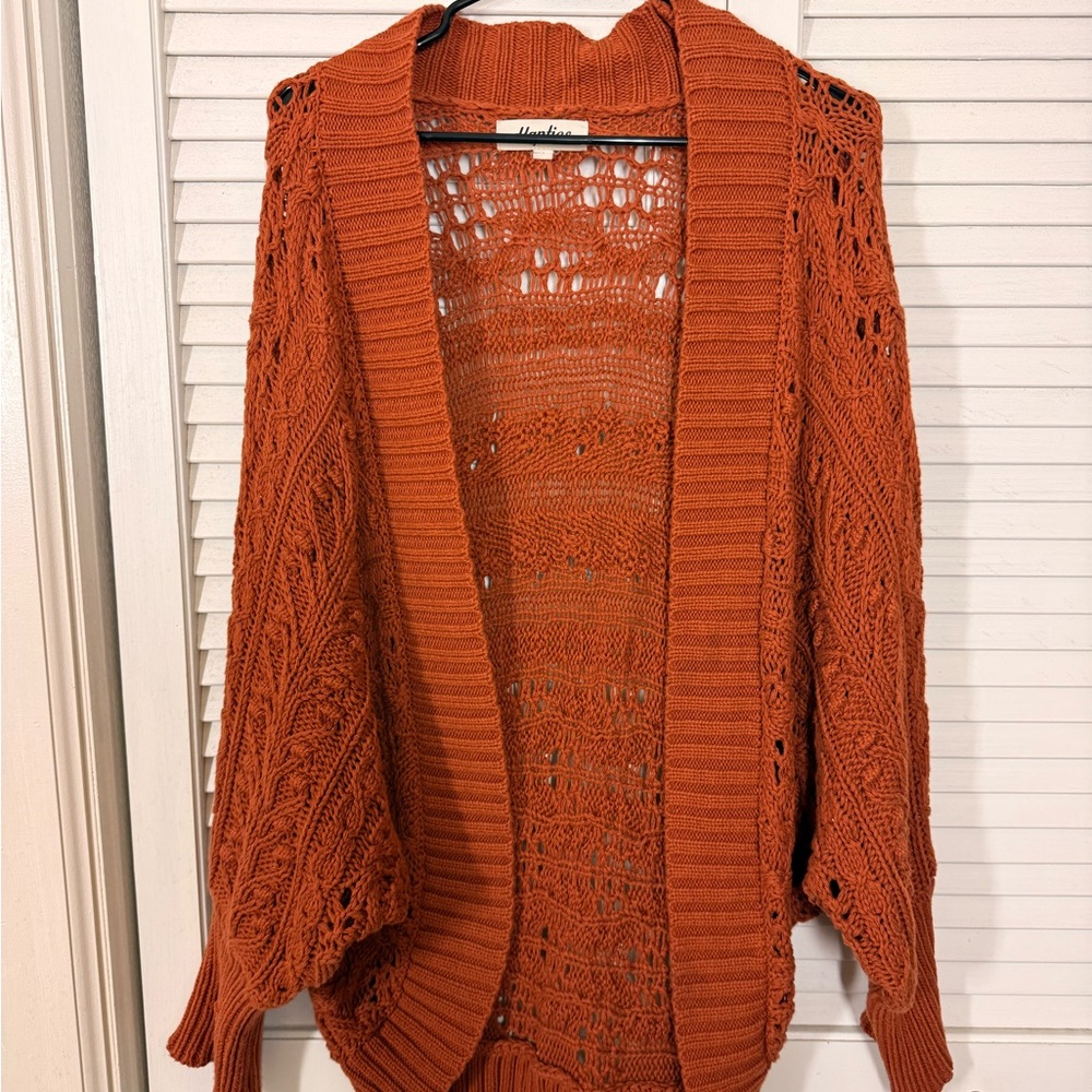 Hearth & Home Open-Knit Oversized Cardigan - Rust